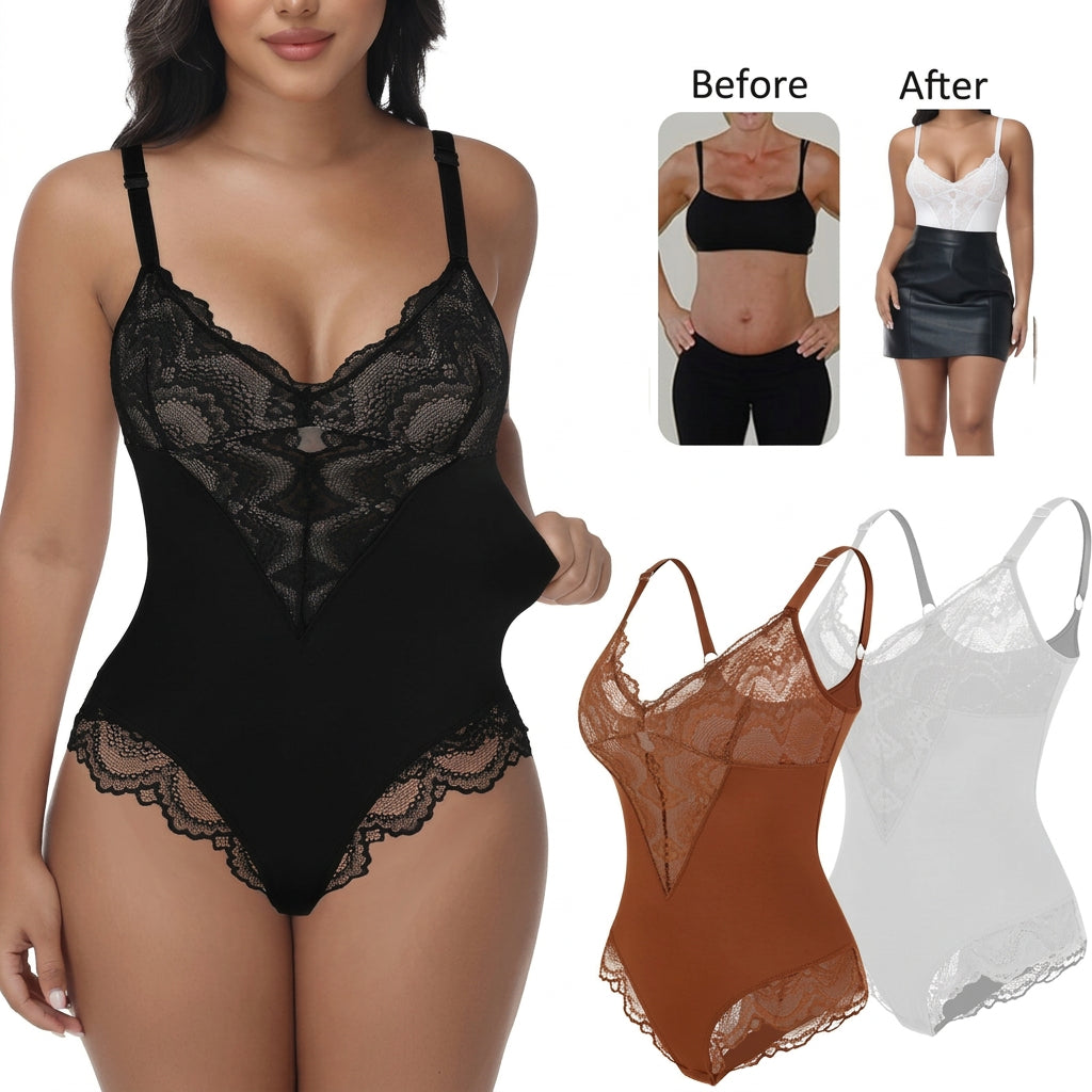 Women’s Lace Tummy Control Bodysuit Shapewear Thong