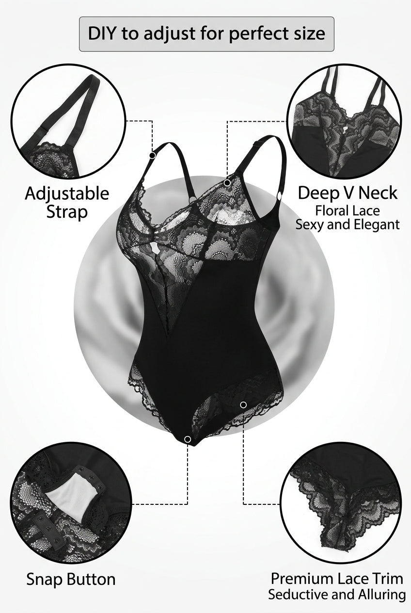 Women’s Lace Tummy Control Bodysuit Shapewear Thong