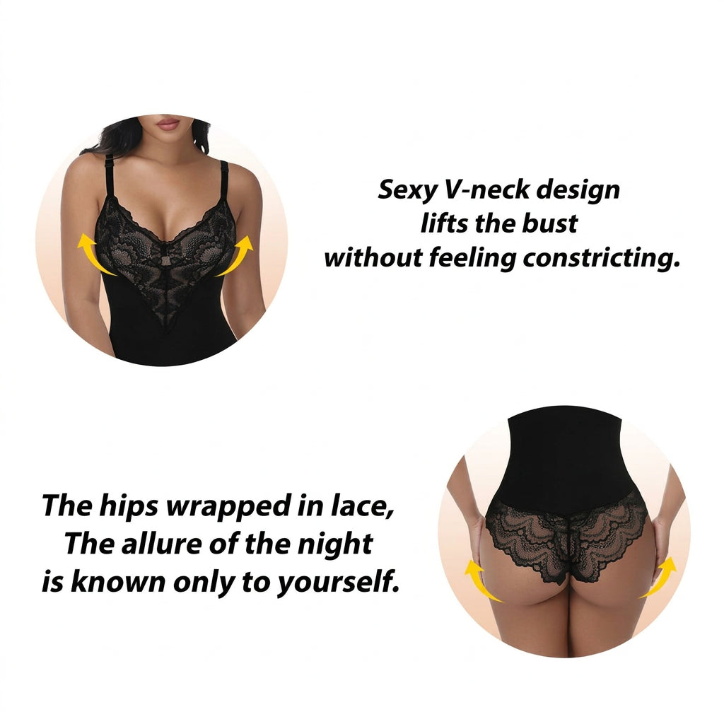 Women’s Lace Tummy Control Bodysuit Shapewear Thong