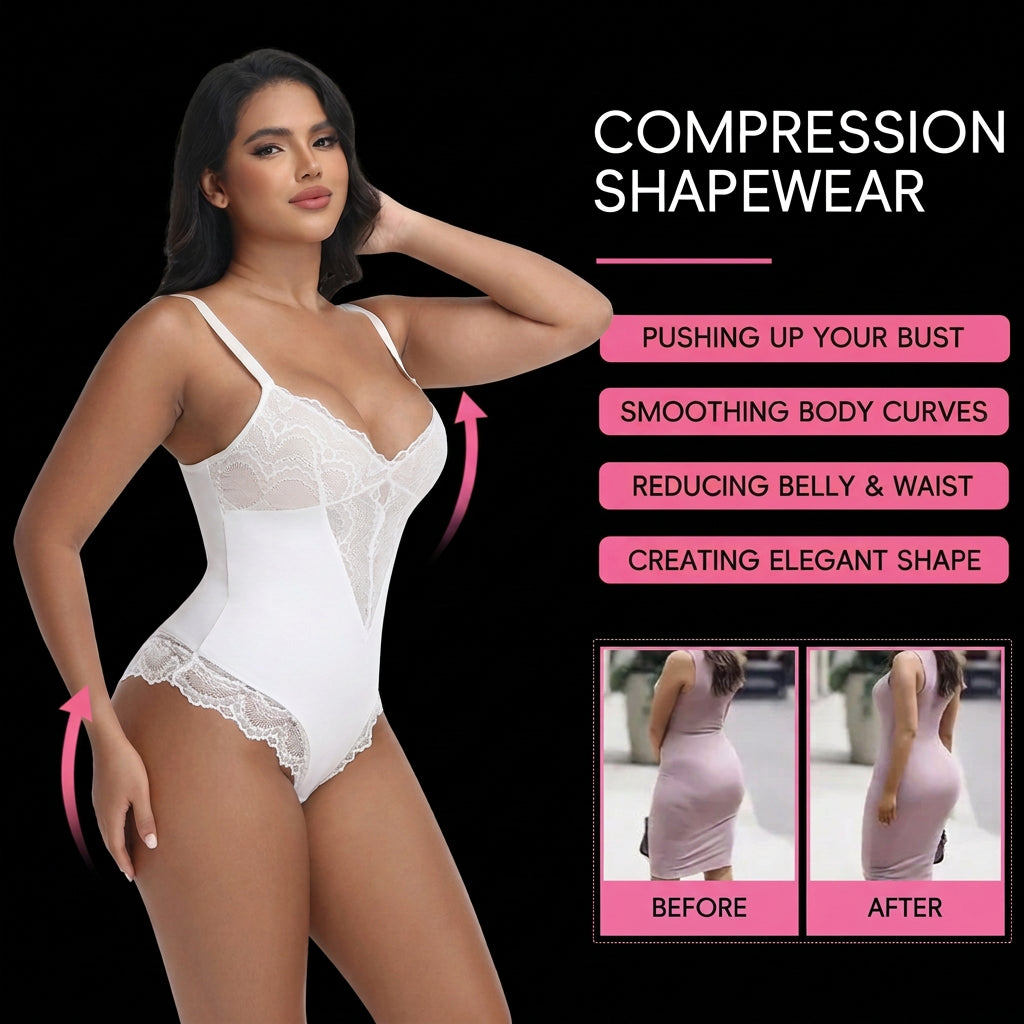 Women’s Lace Tummy Control Bodysuit Shapewear Thong